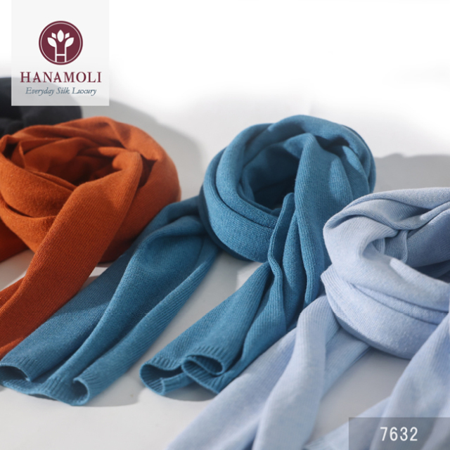 40%OFF】シルク70%コットン＆ウール混ニットマフラー 軽やかでなめらか