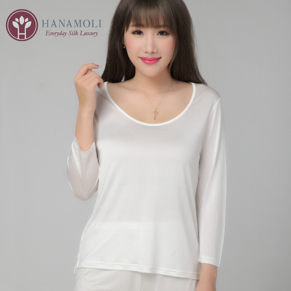 ブラックL11月中旬入荷】シルク7分袖インナー 250【シルク100%】3