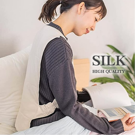背中で温活】国産シルクインナーベスト【中わた絹100％(群馬シルク)】 □