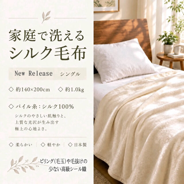 新登場【ご家庭で手軽に洗える】絹毛布で一番優れたシール織シングル
