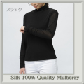 シルク100％ガーゼシルクシンプルタートル【ブラックのみ】うっとりエレガント【Silk Quality】