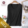 【HANAMOLI価格据え置き】【ブラック新入荷】シルクVネック長袖インナー【3325】シルク100％で滑らかな着心地【お試しプライス48％OFF】