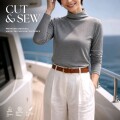 【54%OFF】ボトルハイネックカットソー【シルク70％コットン30％】天然繊維のベストバランス【首元が気持ちいい】絹