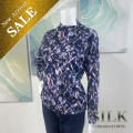 新柄【05】ボトルネック【SILK ARTシリーズ】なめらかなフィラメントシルク100％長袖カットソー【生誕祭39％OFF】