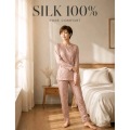 New【HANAMOLI】シルク100％丸首パジャマ 【ポーチは付いてません】【34％OFF】806807