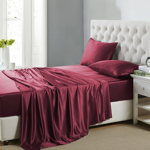 シルクボックスシーツ 赤色 レッド