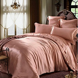 シャンパン色のシルク掛け布団カバー