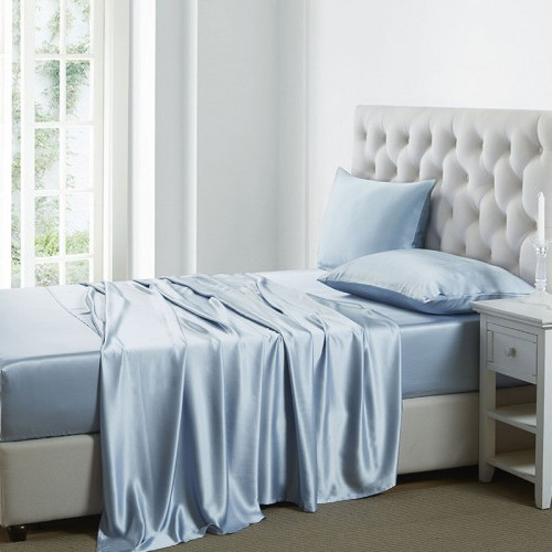 シルクボックスシーツ 水色 ライトブルー
