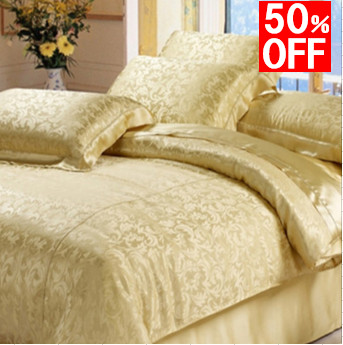 在庫セール シルク掛布団カバー　ゴールドジャガード