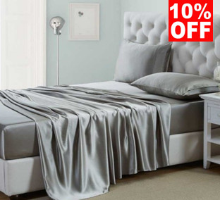 在庫セール シルクボックスシーツ　シルバーグレー