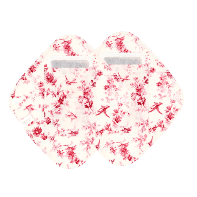 Petite la' deux ポケット付きひし形ライナー〈フランネル・フランスの小鳥ルージュ〉 2枚セット