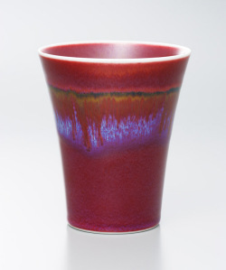 辰砂釉彩酒杯（真右エ門窯）桐箱入