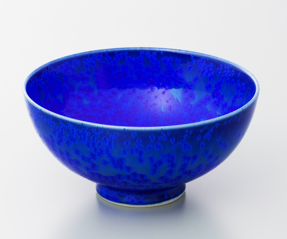 瑠璃水滴飯碗-小-（真右ェ門窯）桐箱付