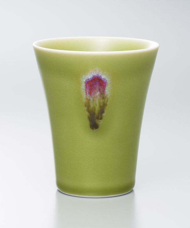 天龍寺青磁花片紋酒杯（真右エ門窯）桐箱入