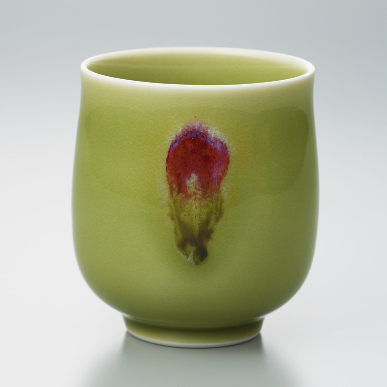 天龍寺青磁花片紋湯呑 - 小（真右ェ門窯）桐箱付