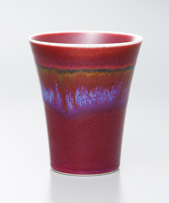 辰砂釉彩酒杯（真右エ門窯）桐箱入