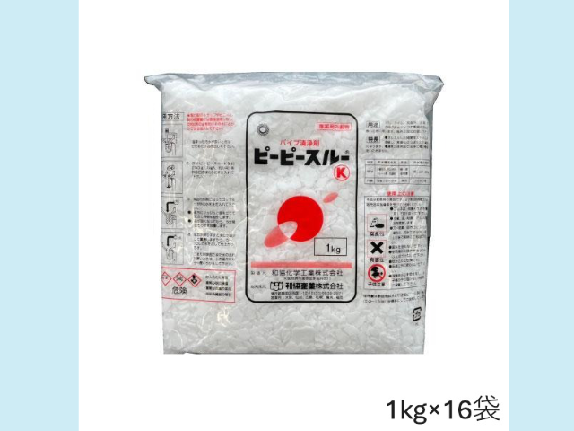 劇物　ピーピースルーK １kg×16袋 （箱売り） 排水管洗浄剤｜和協産業