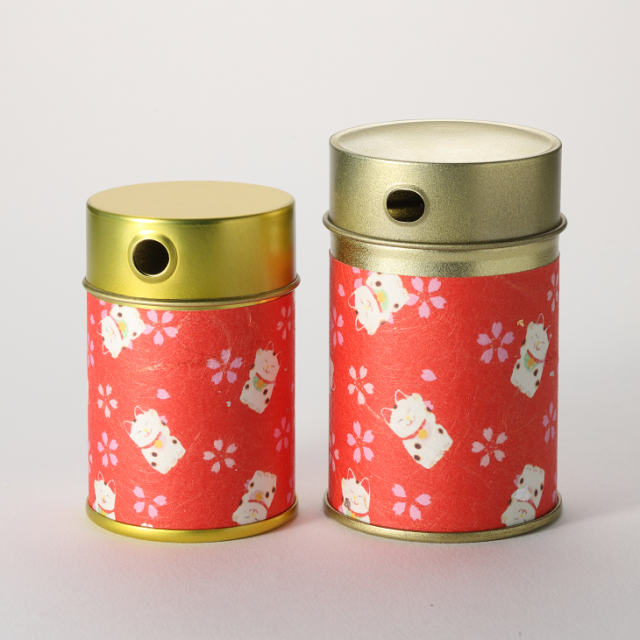 オリジナル金中缶一味七味入れ 猫赤