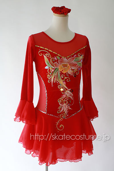 フィギュアスケート衣装 FRY-105赤 スケートコスチュームDD 