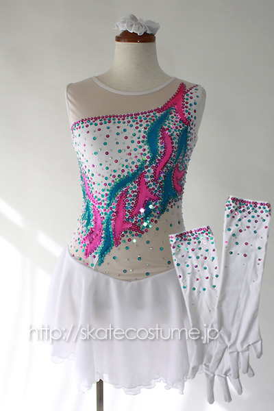 フィギュアスケート衣装 FRY-280ホワイト スケートコスチュームDD