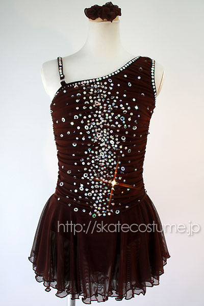 アンティークフアッションコスチューム(24枚のプレート) フィギュアスケート衣装 FRY-307ブラウン スケートコスチュームDD