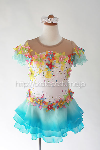 フィギュアスケートコスチューム 水色 パフスリーブ FRY-318 スケート