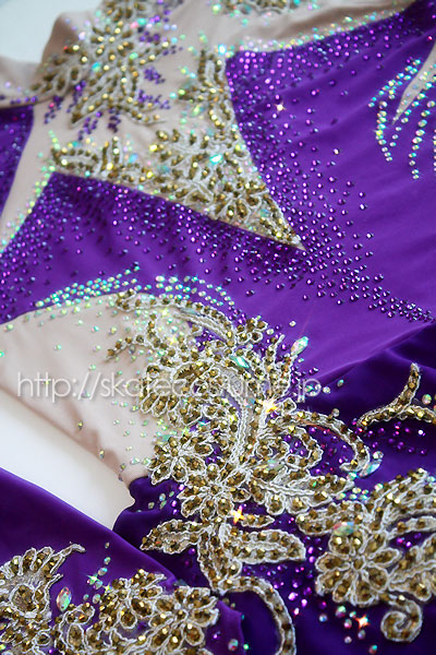 フィギュアスケートコスチューム VCT-001パープルxゴールド 【スケート