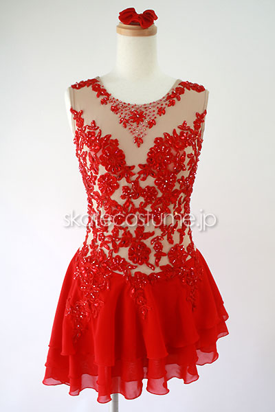 フィギュアスケート衣装 VCT-015赤 スケートコスチュームDD