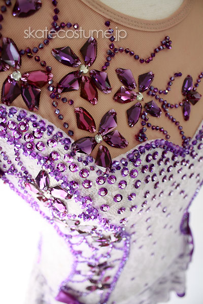 フィギュアスケート衣装 Vct 030ホワイトx紫 スケートコスチュームdd