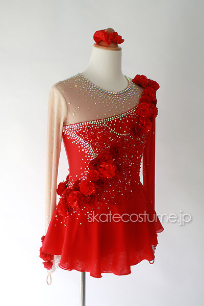 フィギュアスケート衣装 VCT-033赤 【スケートコスチュームDD】 