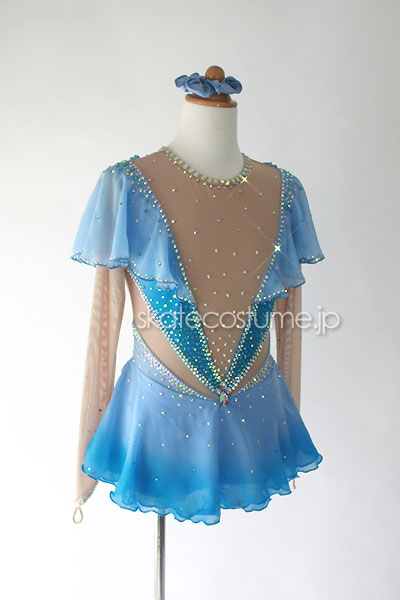 フィギュアスケート衣装 VCT-034水色 【スケートコスチュームDD】 