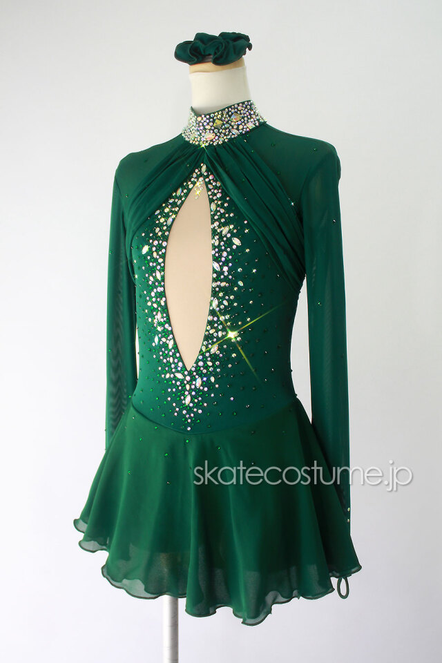 フィギュアスケート衣装・コスチューム VCT-053グリーン 【スケート  