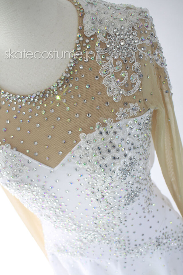 フィギュアスケート衣装・コスチューム VCT-073 ホワイト 白  