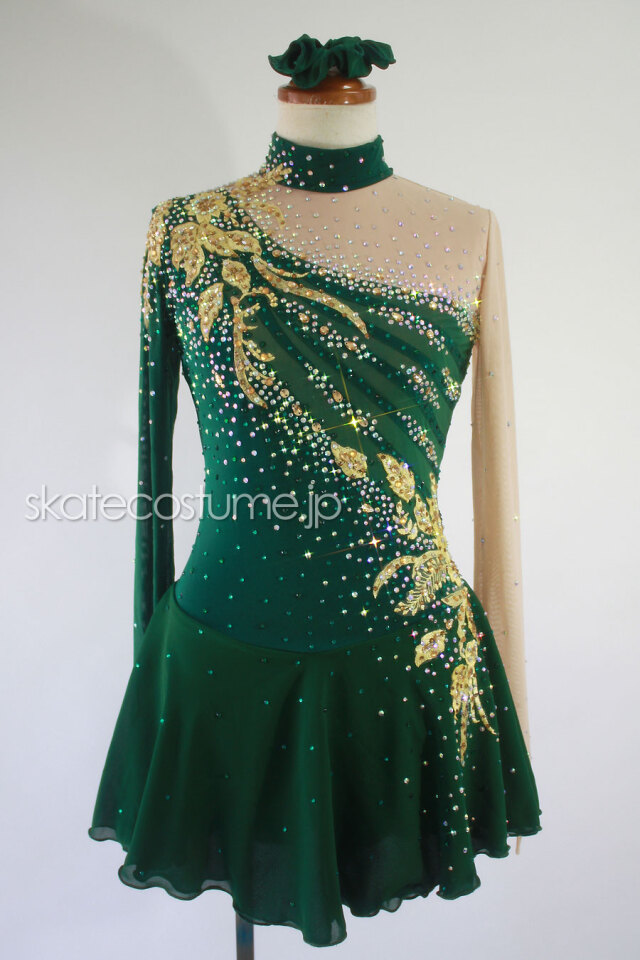 フィギュアスケート　コスチューム　衣装 フィギュアスケート衣装・コスチューム VCT-075 グリーン 【スケート