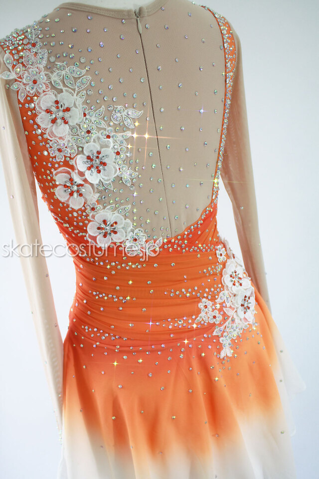 フィギュアスケート衣装・コスチューム VCT-076オレンジ 【スケート
