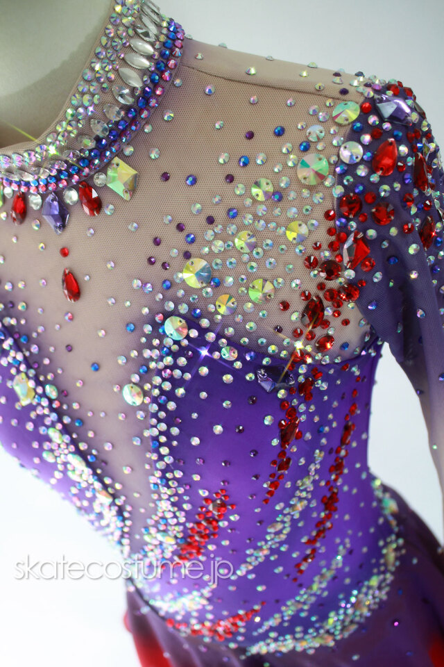フィギュアスケート衣装・コスチューム VCT-078パープルxレッド