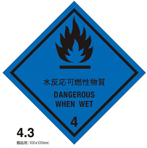 等級4.3　水反応可燃性物質　標札（個品用）