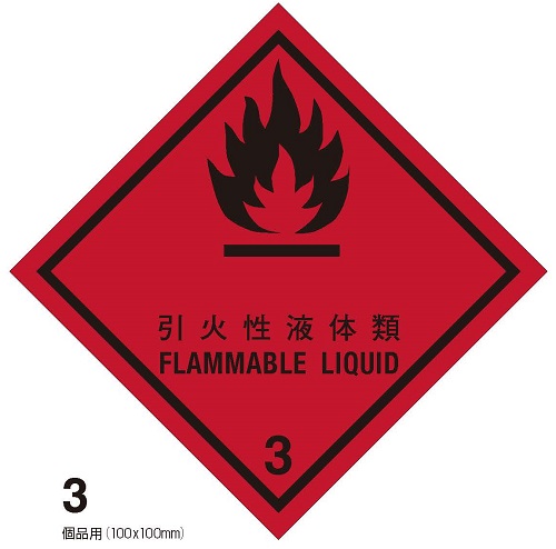 等級3　引火性液体類　標札（個品用）