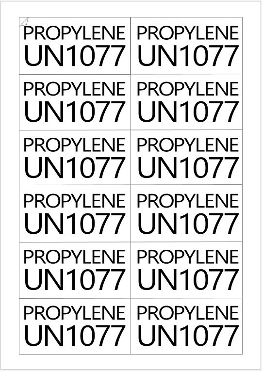 品名・国連番号用A4シート・タックラベル12面付