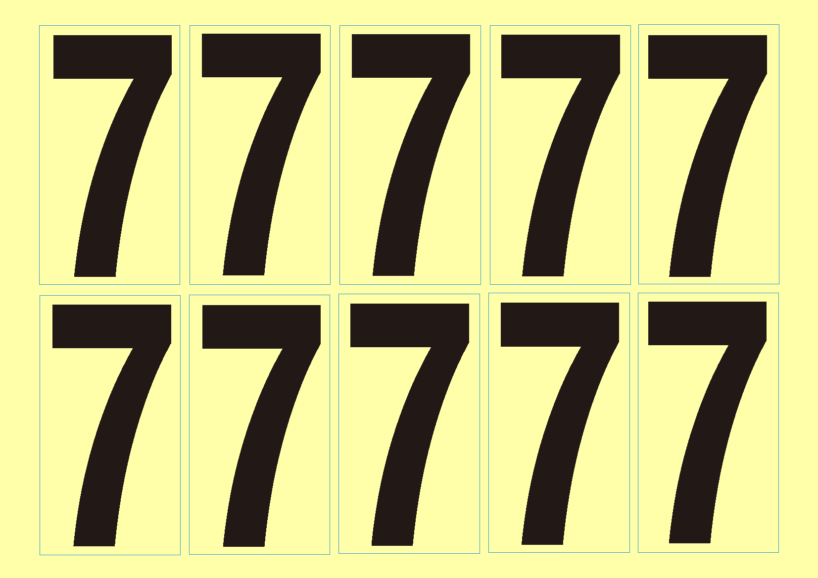 透明数字シール「7」 10シール1シート