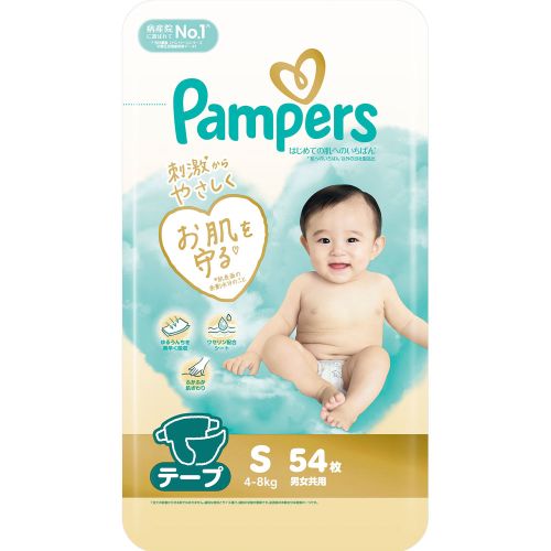 【送料無料】P&Gjapan パンパース はじめての肌へのいちばんテープ スーパージャンボＳ54枚×4個 (1ケース)