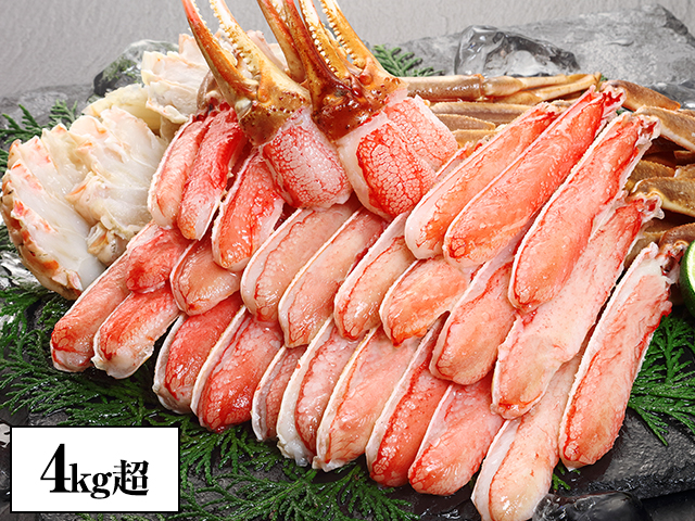 360：３Ｌ～２Ｌ生ずわい半むき身満足セット 4kg超（総重量約４.８kg）
