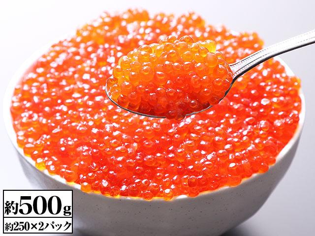 北海道加工 紅鮭イクラ 超小粒 約500g 約250g 2パック