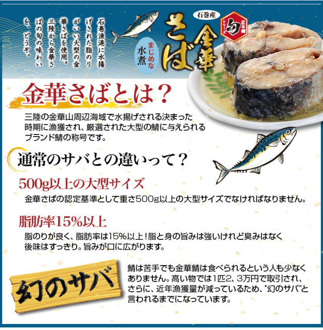 【返品交換不可】 585：匠本舗【旬】シリーズ石巻産 金華さば水煮缶詰170g×3缶 蛍光灯・電球