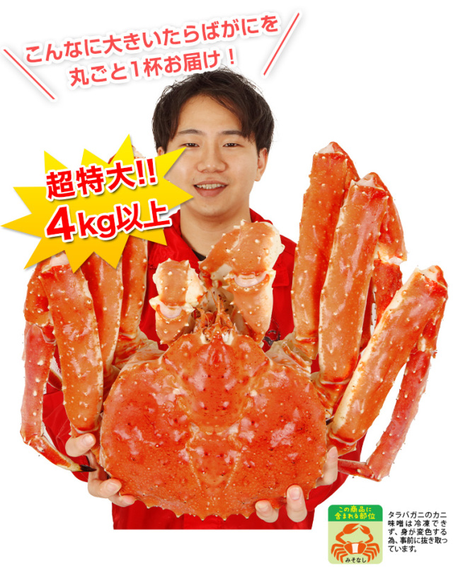 779：北海道紋別加工ボイルたらば姿4kg以上