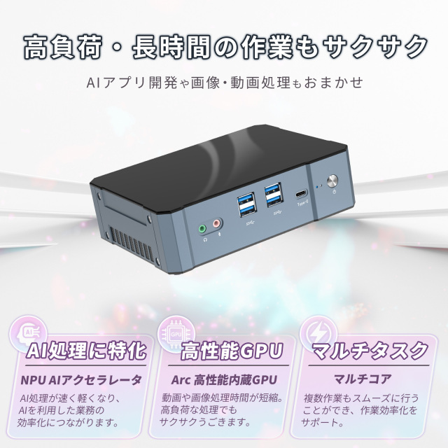 Skynew ミニPC ファン搭載Intel ultra 7 155H/16GB/1TB/Win11【型番