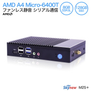 Skynew ミニPC  AMD A4 / 8GB / 128GB SSD / Win10/ HDMI×1 USB3.0×2 USB2.0×4 Type-C×1 COMポート×2 M2S+