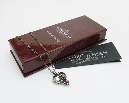 ジョージジェンセン イヤーネックレス 1996 カーネリアン SV925 1円～ ジョージジェンセン 1996 イヤーペンダント ネックレス SV925