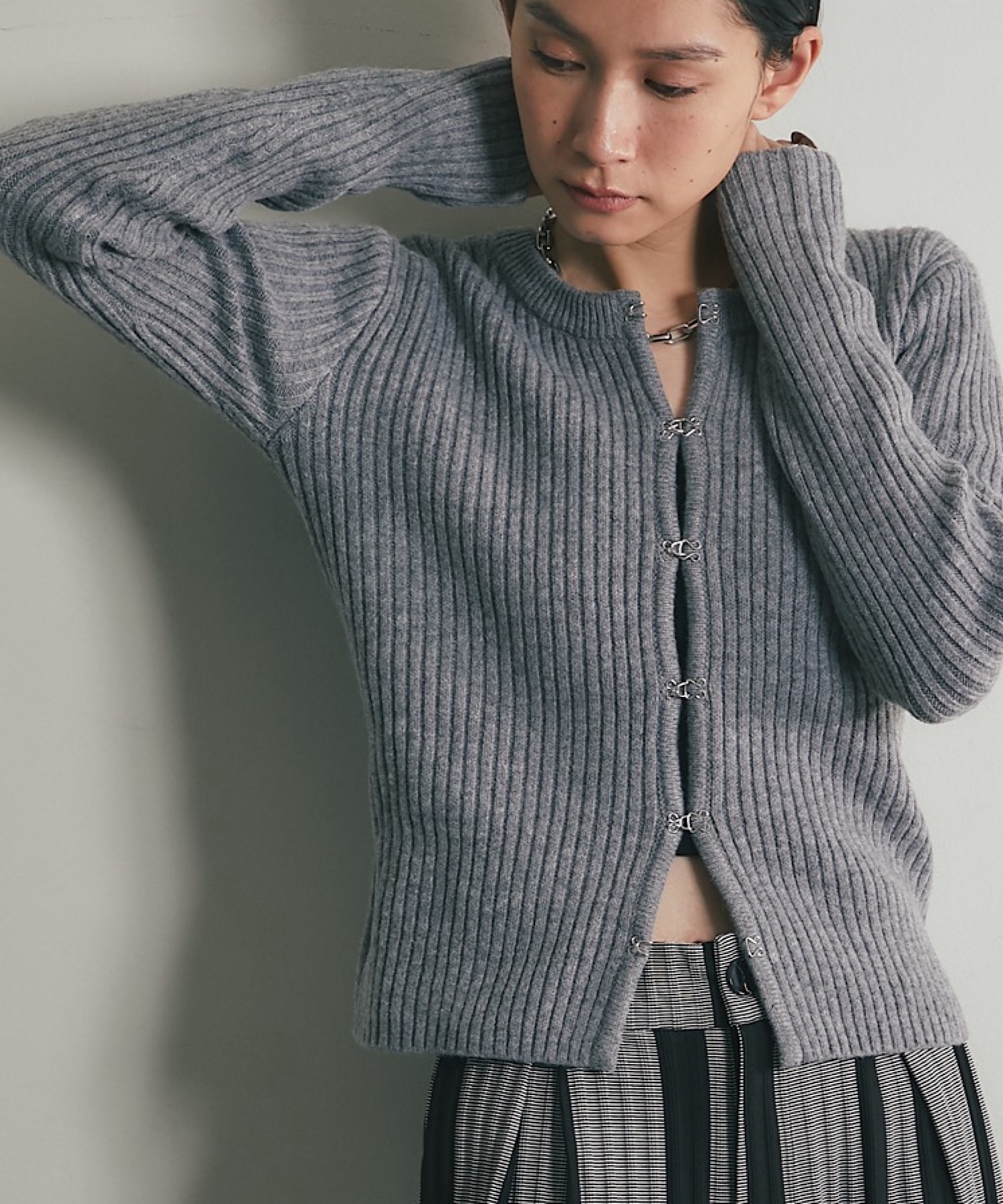 フロントホックニットカーディガン 【品番:as1073】