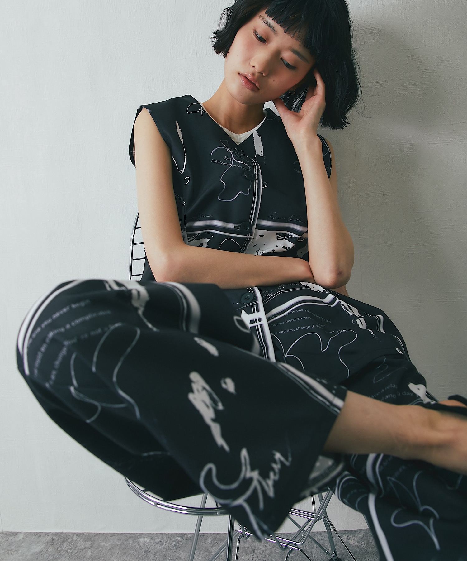 セットアップ対応】花柄プリント柄アブストラクト柄パンツ【品番